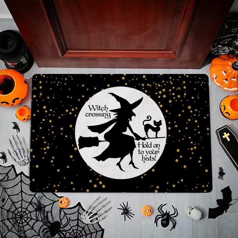 Halloween Witch Print Welcome Doormat Machine Washable Carpet for Living Room Bedroom Kitchen and Laundry Rug Floor Mat