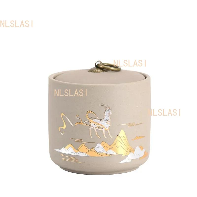 2025 New Coarse Pottery Tea Sealed Jar 9.5x10cm Water Capacity 435ml Tea Container Tea Box