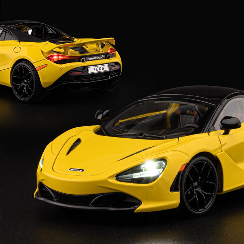 1:18 720S Alloy Sports Car Model Diecasts Metal Track Racing Car Vehicles Model Sound Light Simulation Collection Kids Toys Gift