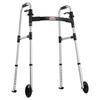 Folding Walker, 2-Button Foldable Walker with Solid Wheels & 8-Level Adjustable Height, 159KG Loading Lightweight Aluminum Mobility Walking Aid,
