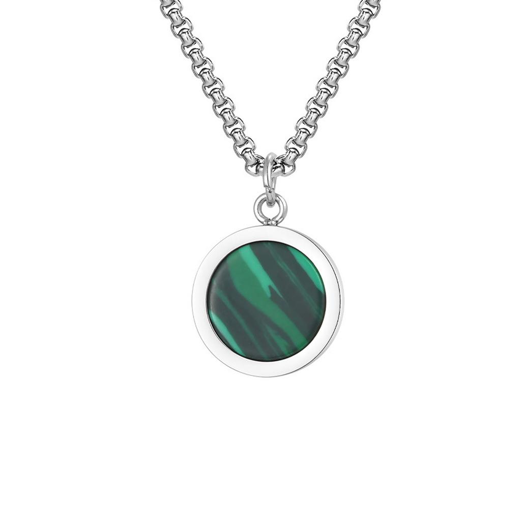 Collar Colgante Plato Redondo Cadena para Clavícula de Acero Inoxidable para Hombres y Mujeres Hecho a Mano Moda Accesorio de Fiesta