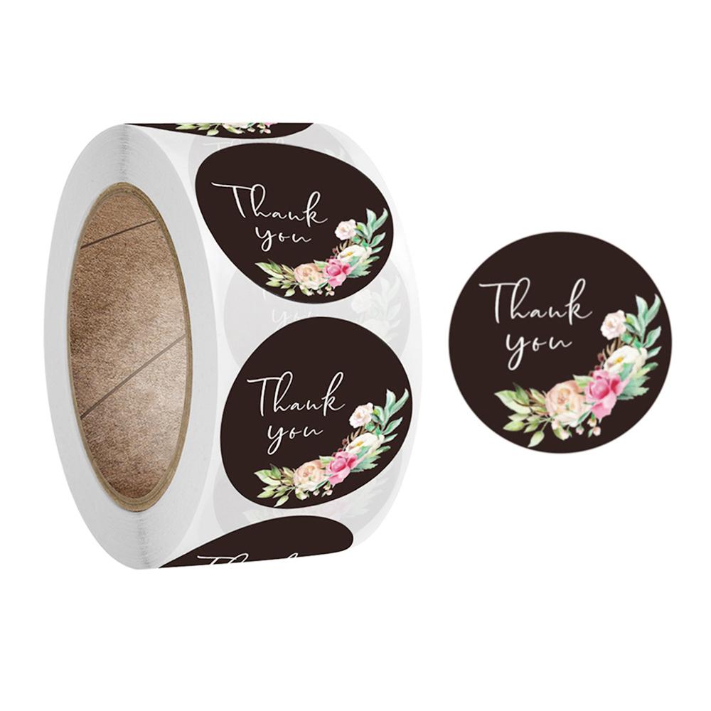 500pcs Thank You Stickers Green Flowers Thank You Labels for Birthday, Weddings, Giveaways, and Small Business Shipping Stickers