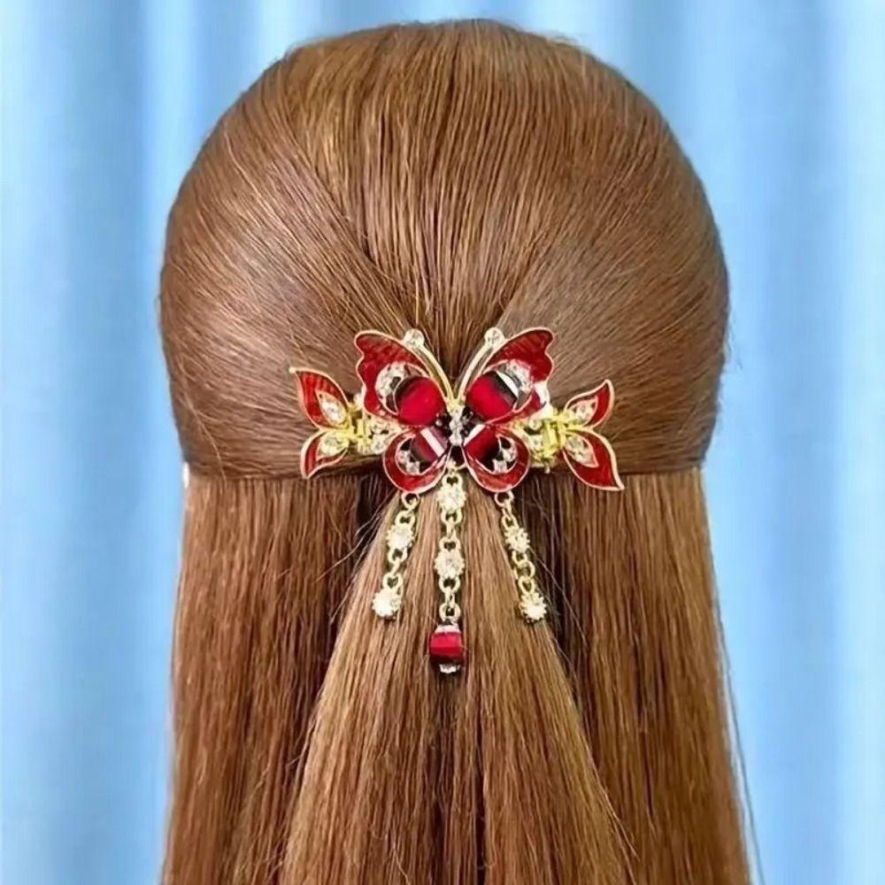 Ethnic Style Rhinestone Butterfly Hairpin Elegant Design Zircon Butterfly Hairpin  Hair Jewelry