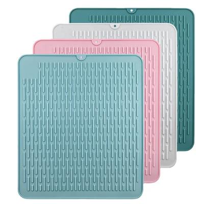 Leeseph Extra Large (18 by 16 Inch) Heavy Duty Dish Draining Mat , Counter Top Mat, Sink Mat, Large Silicone Trivet