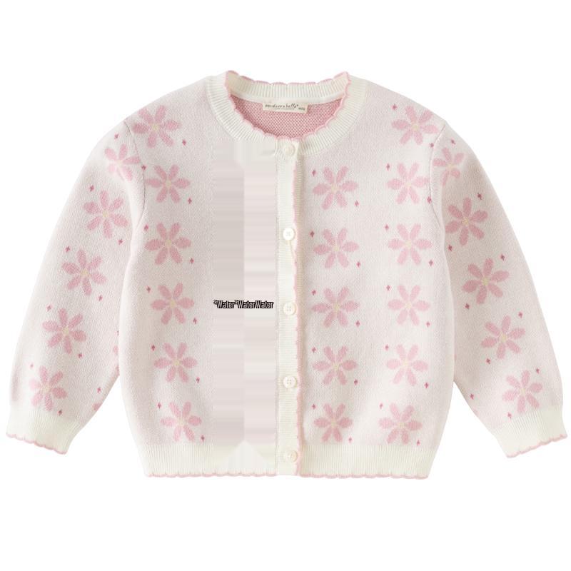 DAVE & BELLA Girls' Spring Floral Anti-Static Knit Cardigan