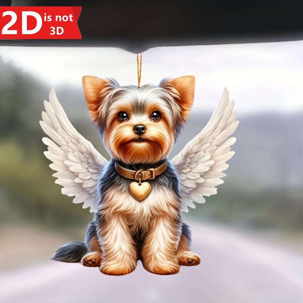 

2D Yorkshire Terrier pendant for car mirrors, bags, and keychains. A versatile holiday decoration. чистый
