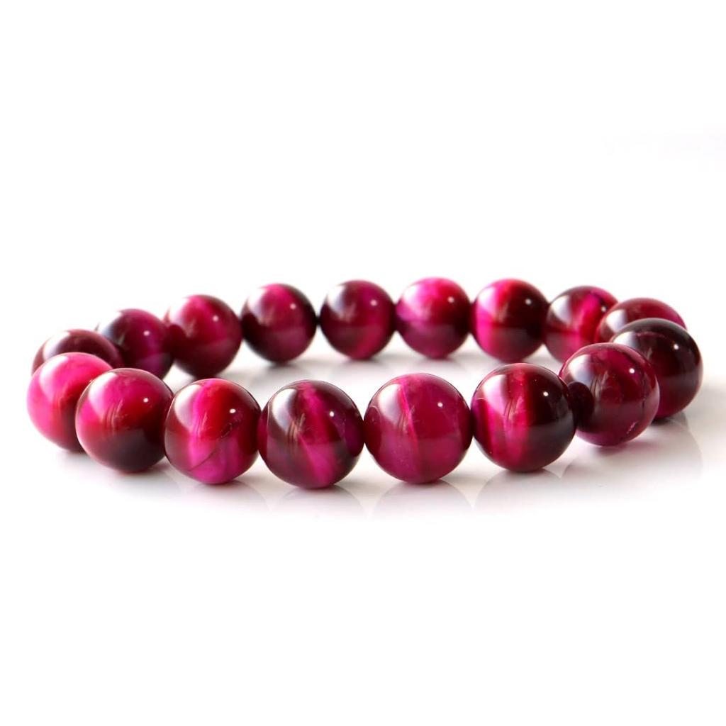 [GOLD STONE] Pink Tiger Eye Bracelet, 12mm, Tiger Eye Stone, Natural Stone, Power Stone, Inner Circumference: Approx. 16cm