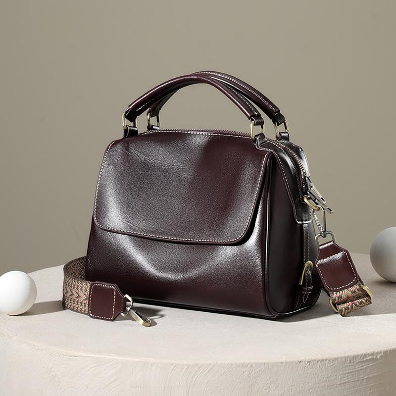 Women's Vintage Genuine Leather Handbags. Top Grain Cowhide Leather, Single Shoulder Cross Body bags,Luxury Designer Handbags