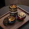 Portable Ceramic Sandalwood Incense Burner: Golden Bowl Ornament & Incense Plate