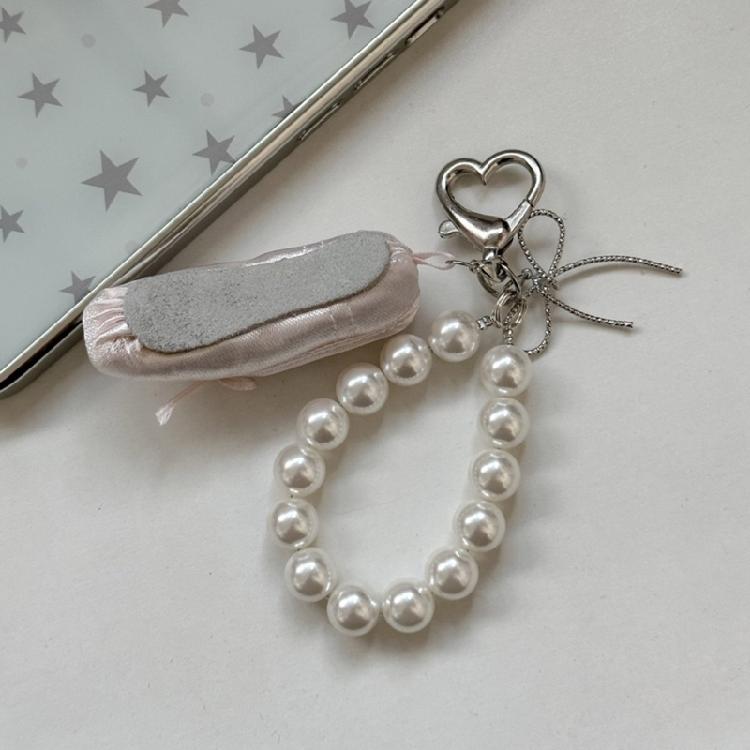 Ballet Shoe Keychain Featuring Lace Bowknot And Pearls Detail For Fashion Forward Individuals And Dance Fan