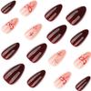 Red Almond-Shaped Press-On Nails with Bow and Star Design
