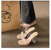 French Rhinestone Transparent Crystal Heel Sandals Women's Summer Word Belt High Sense Thick Heel Slippers High Heels Wear Sandals