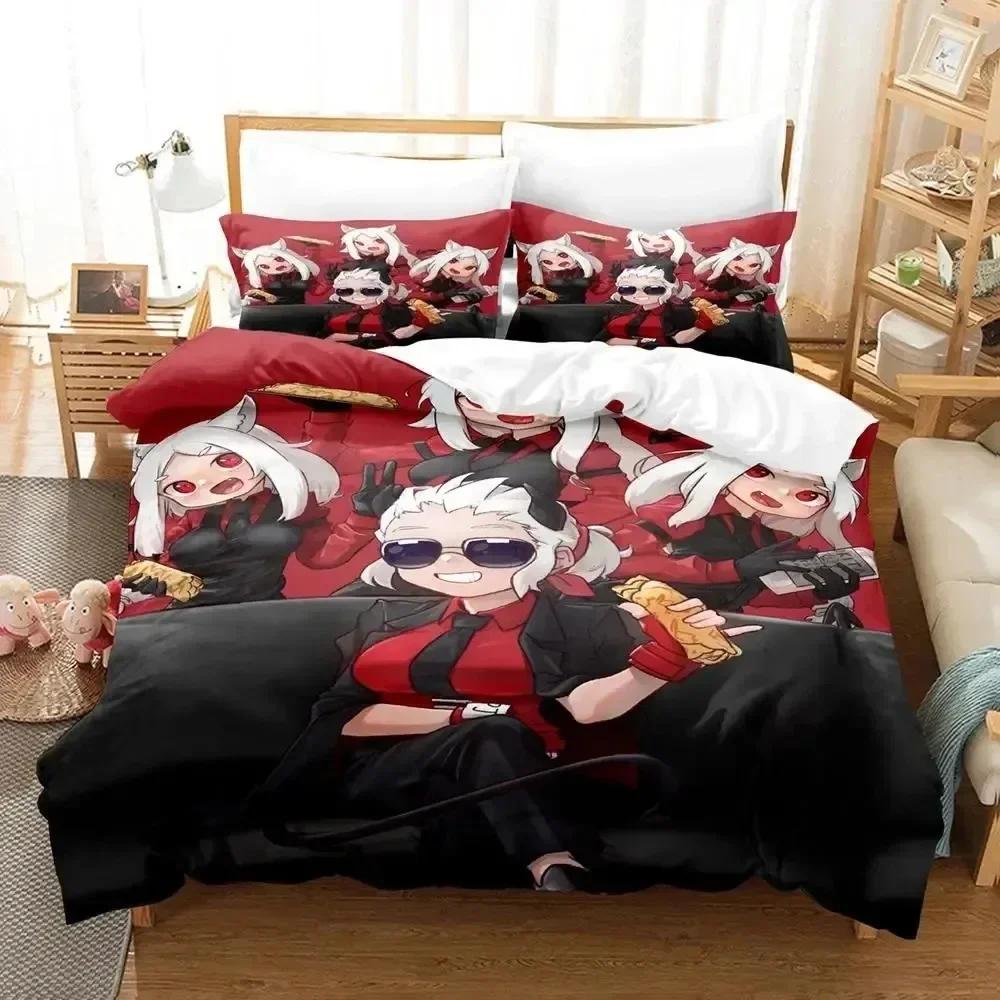 Luxury New 3D Print Anime Game Helltaker Bedding Set Duvet Cover Bed Set Quilt Cover Pillowcase Queen Boys Adult Bedding Set