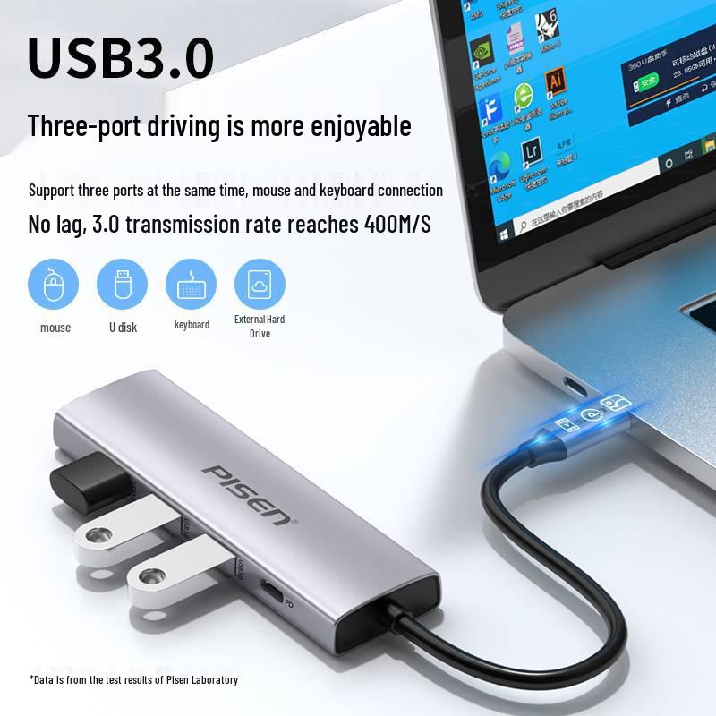 PISEN 5-in-1 HDMI 4K Splitter Hub 3.0 Laptop Extender Adapter