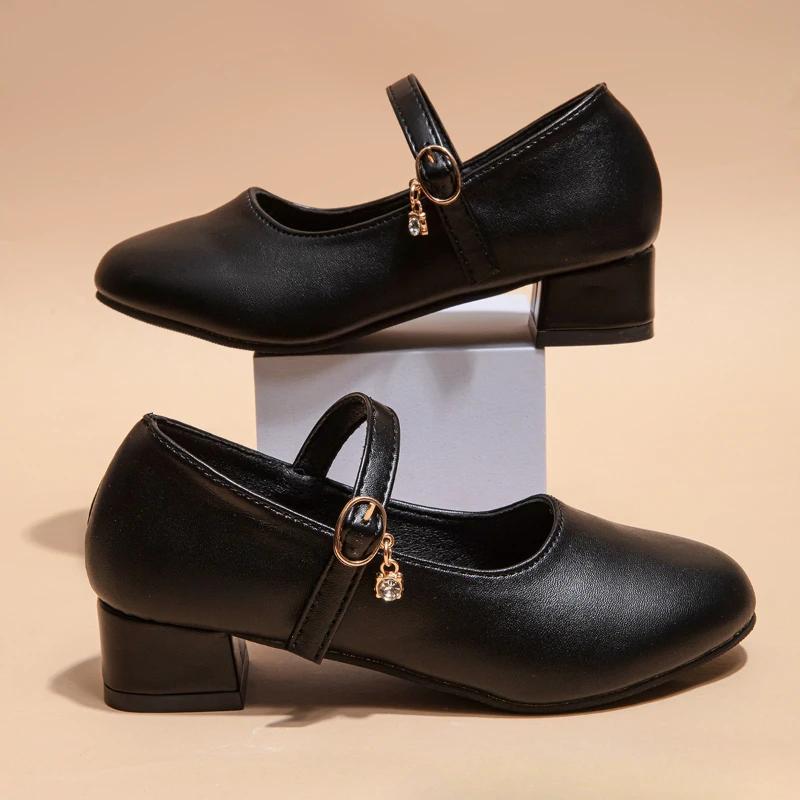 Fashion Girl Princess Shoes Comfor Kids Leather Shoes Anti Slip Girls' Shoes Soft Soled Child Shoe Simple Girls Leather Shoe