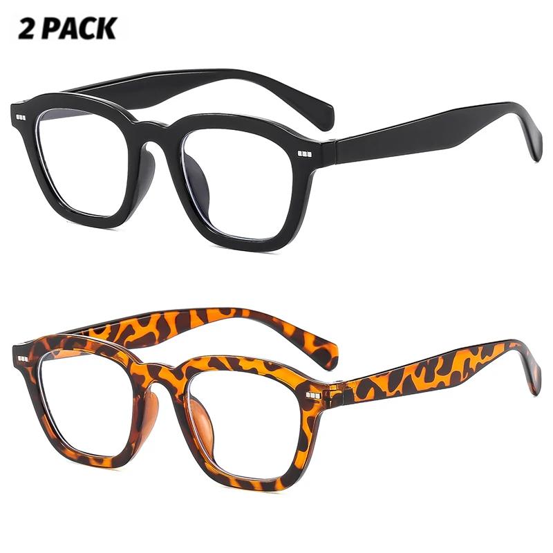 2PCS Latest Men Women Rectangular Classic Sunglasses Stylish Design Classic Style Sun Glasses Female Eyeglass Cat-Eye Casual Eye Wear UV400
