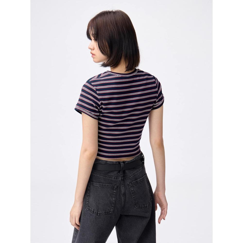 Gu By Uniqlo Rib MulTi Border Mini T