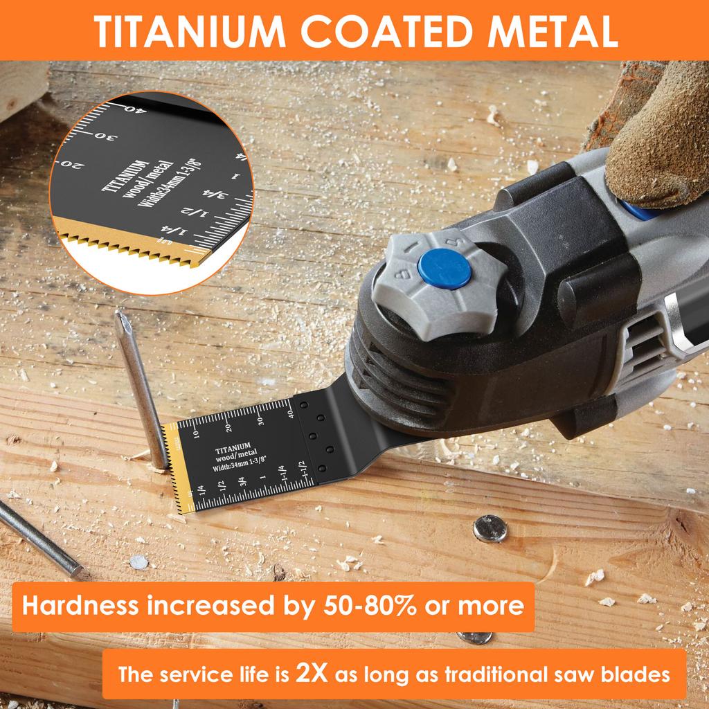 8/24 Pcs Multitool Oscillating Blade Universal Oscillating Saw Blade Set Titanium Bimetal Precision Tooth Blade Cutting Wood PVC