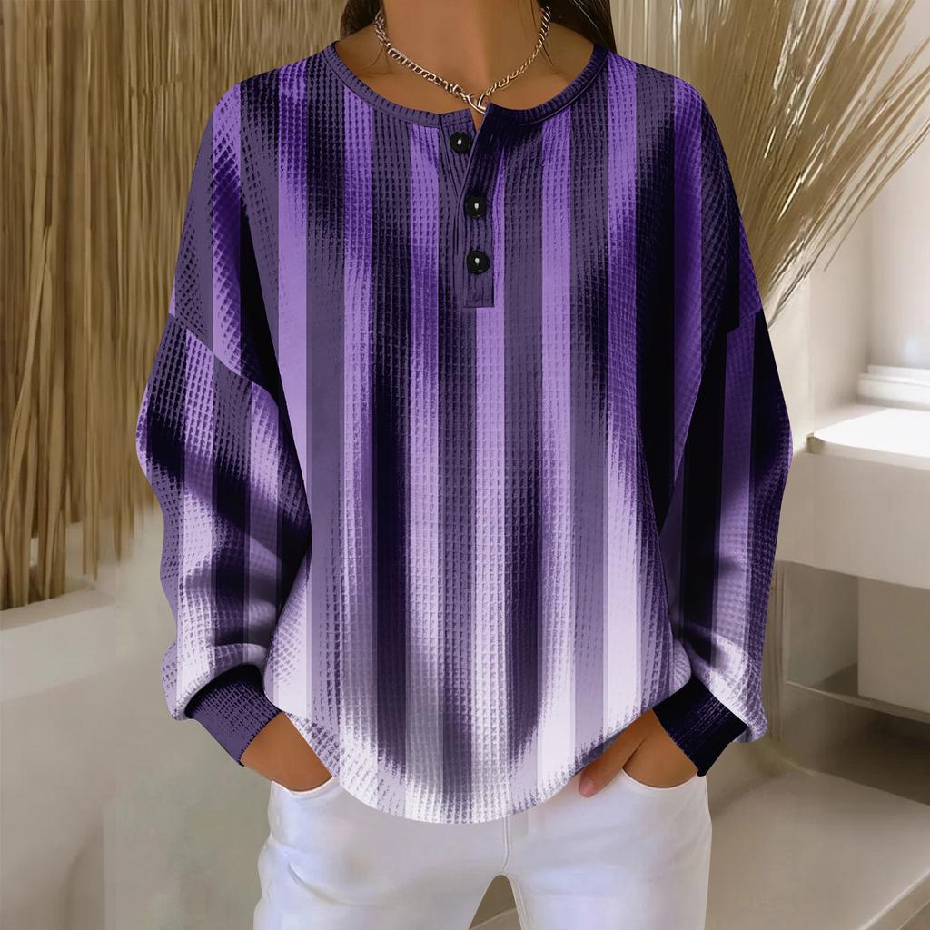 Women's Casual Shirts Long Sleeve Tops Button Up V Neck Loose Knit Fall Favorites For Women