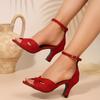 Fashion French Sandals Open Toe Super Heels 2025 Summer New One Buckle 34-45 Plus Size Women's Shoes
