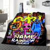 Customiz Name Personality Rainbow Friends Blanket Soft &Warm Sofa Office Bed Travel Lunch Break Blanket, Gift Suitable All Seasons