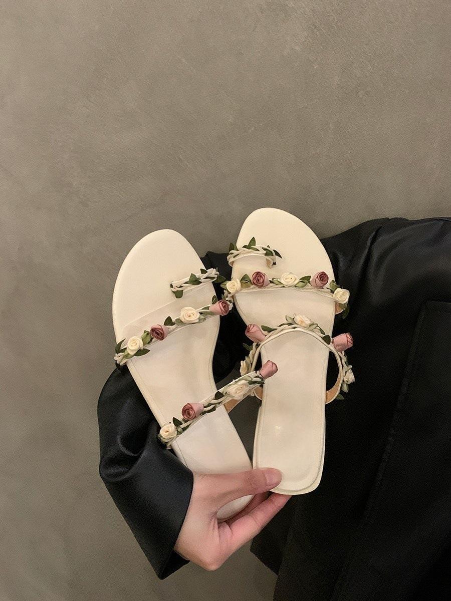 

Low-heeled set-toed slippers fairy shoes new wear pink sandals sandals 39