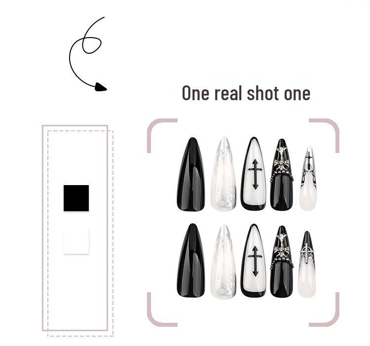 European & American Dark Cross French Manicure Press-On Nails