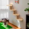 Cat Four Steps Stairway Wall Mounted Wooden Stairs Ladder Climber Shelf Perch for Scratching, Climbing, Jumping and Relaxing
