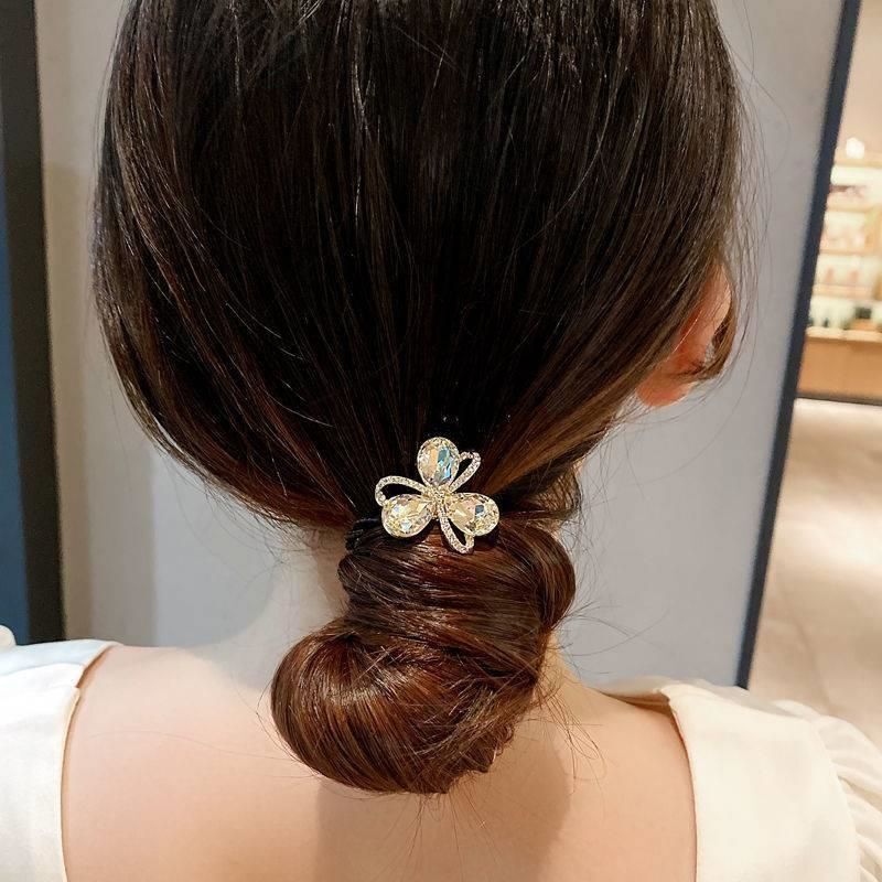 1 Piece New Sparkling Diamond Flower Girls Elastic Hair Bands Woman Hair Accessories