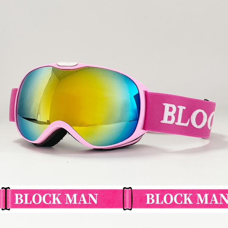 Ski goggles for men and women, adult-sized, with cylindrical lenses, double-layered anti-fog and windproof design, and a clip-on feature for