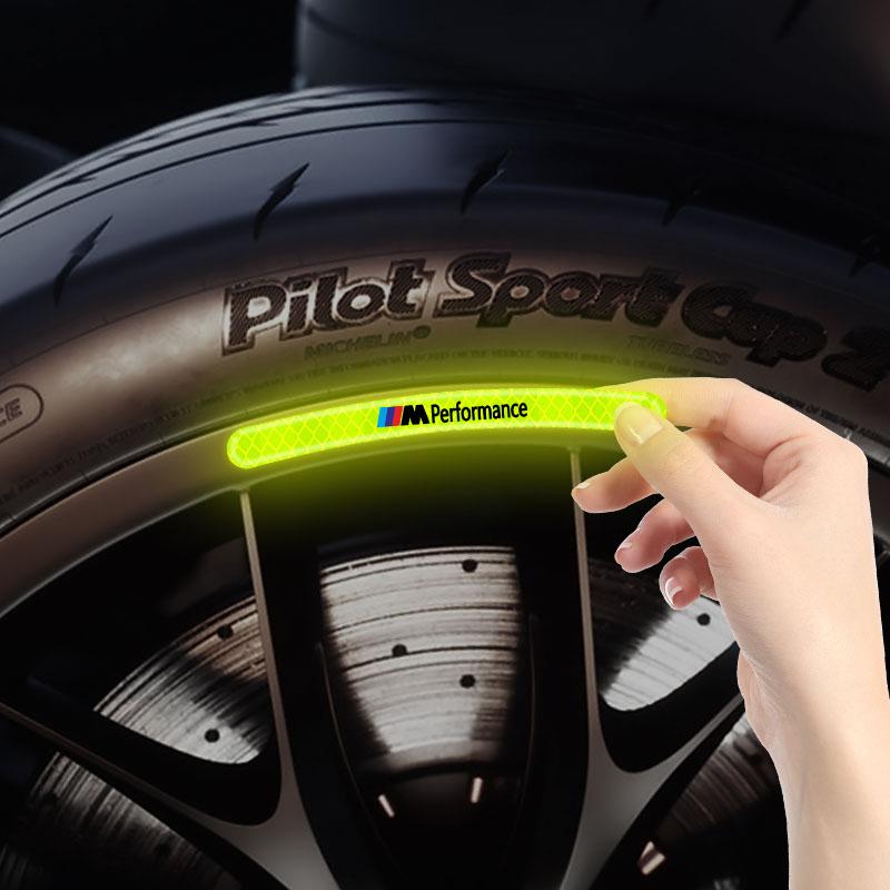Car Wheel Hub Reflective Stickers Tire Rim Luminous Accessories For BMW M E34 E36 E60 E90 E46 E39 E70 F10 F20 F30 X5 X6 X1 M3 M5 M6 E71 F01 F02 F87