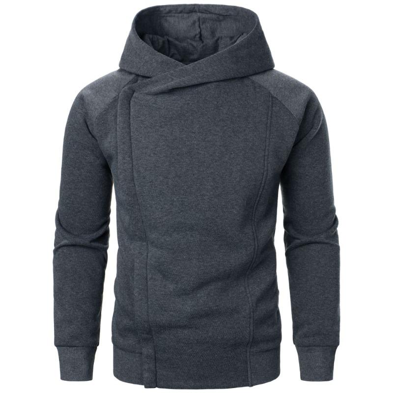 New Jacket Side Zipper Hooded Sweatshirt Men's Solid Color Jacket Fashionable Casual Cardigan Sweatshirt