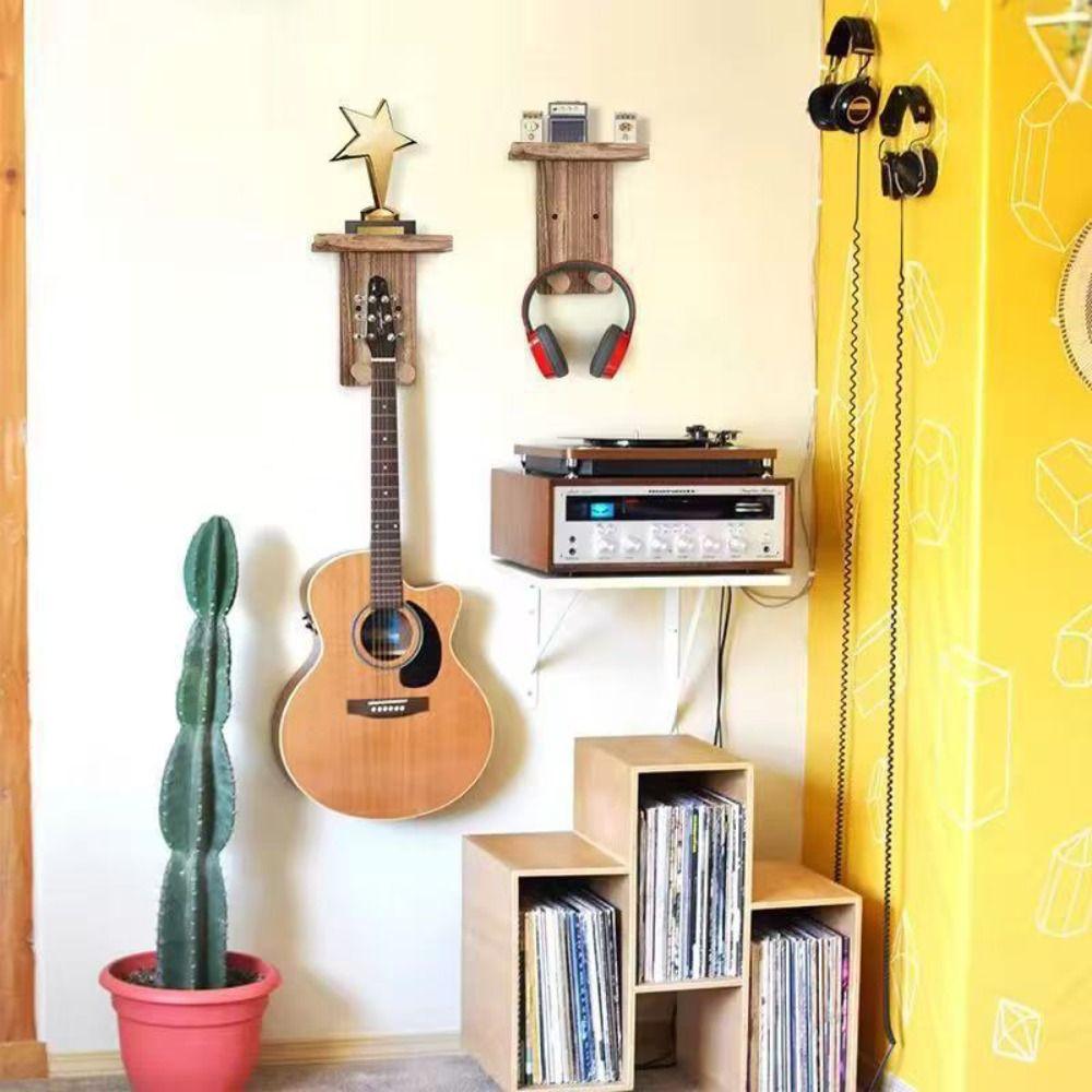 Scratch-Proof Guitar Hanger with Shelf String Instrument Storage Rack Ukuleles Bracket  Studio Use