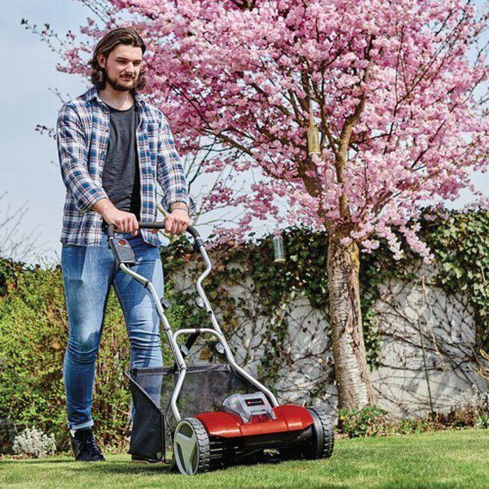 Einhell Tondeuse à gazon manuelle sans fil GE-HM 18/38 Li Solo PXC (18V, 400m²) Livré sans Batterie ni Chargeur