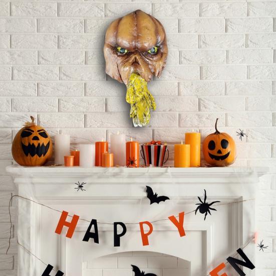 Zombie Head Halloween Decoration Resin Scary Severed Blood Head with Movable Tongue for Halloween Party Indoor Outdoor Bar Haunted House Decor
