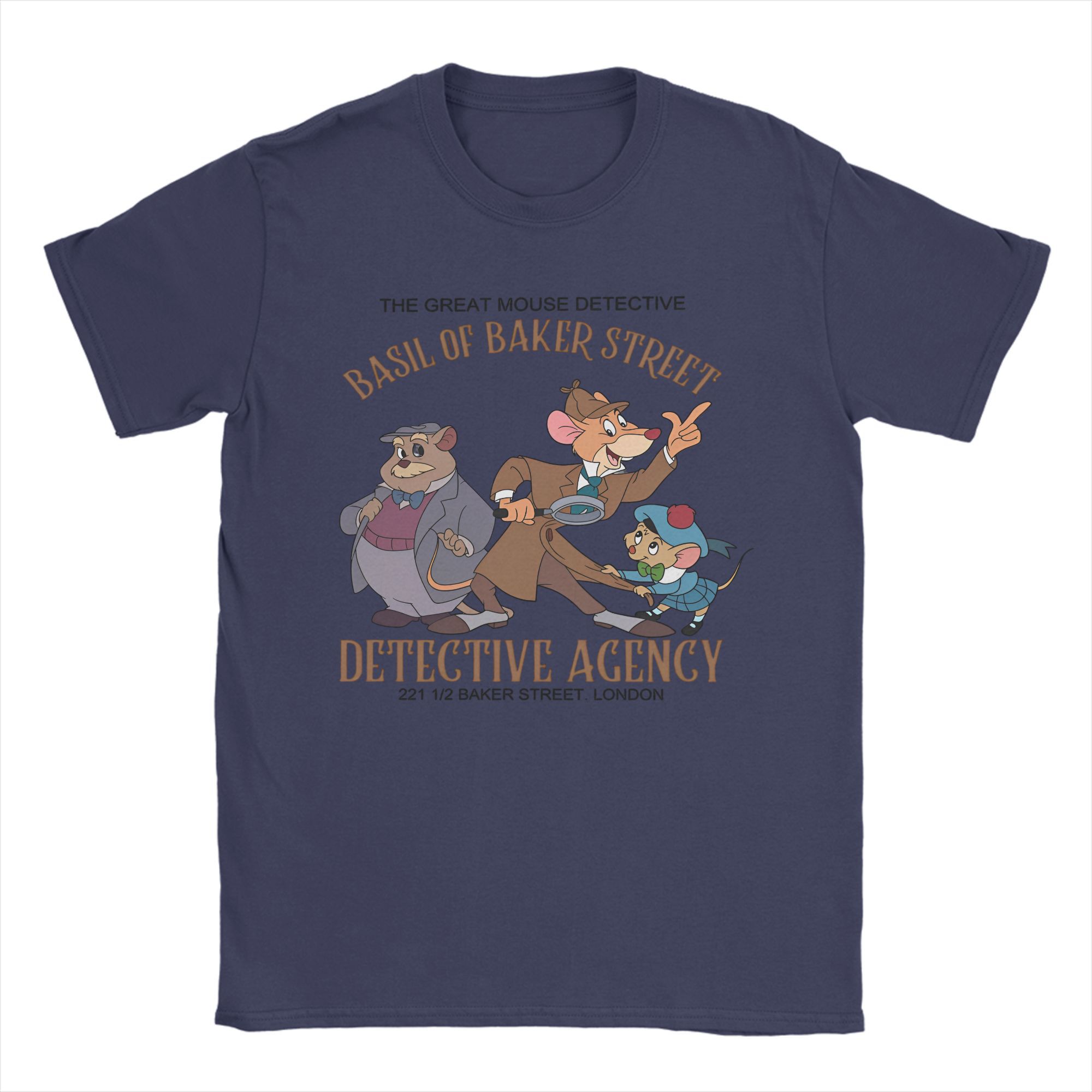 Хипстерские футболки «Великий мышиный детектив» для мужчин, хлопковая футболка с круглым вырезом, Бэзил с Бейкер-стрит, футболки с коротким рукавом, летние топы 4XL