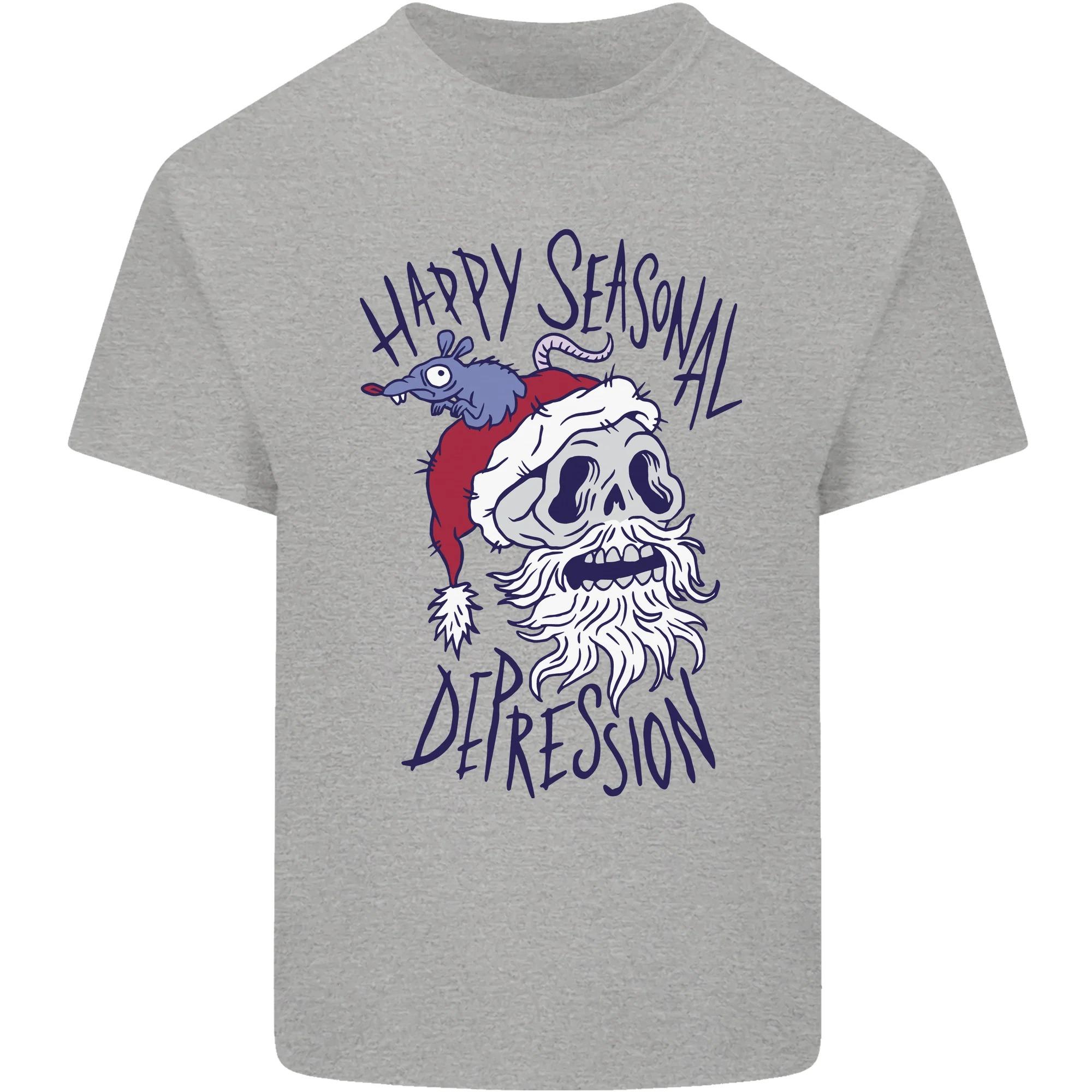 

Happy Seasonal Depression Tshirt Summer Mens Tracksuit Oneck Pullover Casual Breathable Sportswear Cotton Shortsleeved Tops 4XL