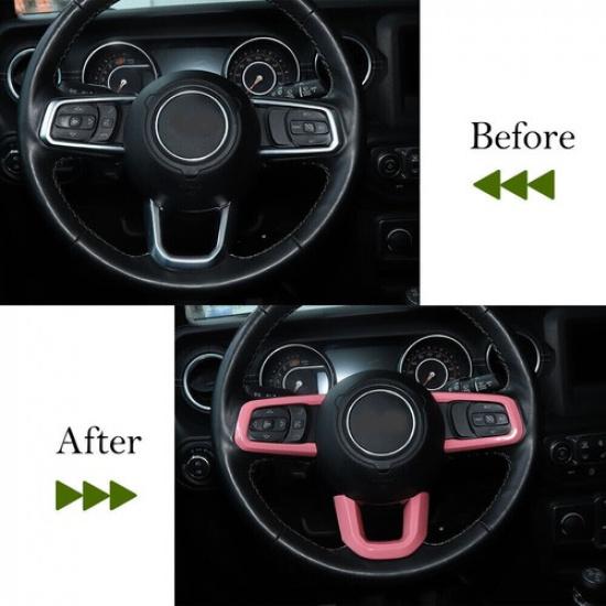 3X Pink Car Steering Wheel Moulding Cover Trim Bezels For Jeep Wrangler JL 2018+