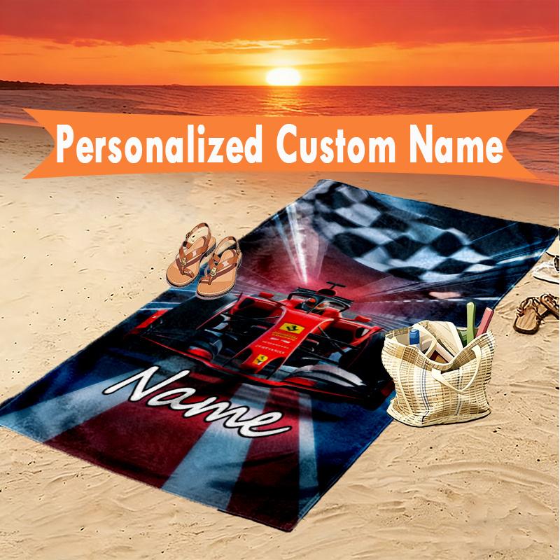 1pc F1 Racing Car (19) Beach Towel Ideal Birthday Gift For Family, Custom Name or Text Beach Towel