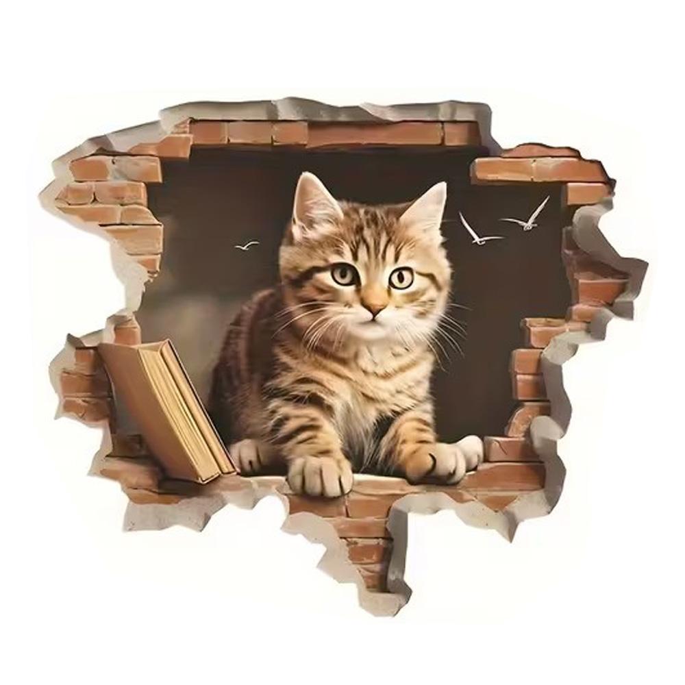 

QT2021#15cm Cute Cat Wall-Breaking Creative Decorative Stickers, Suitable for a Variety of Scene Decorations, Such As Cars, Trucks 15cm-Longest side