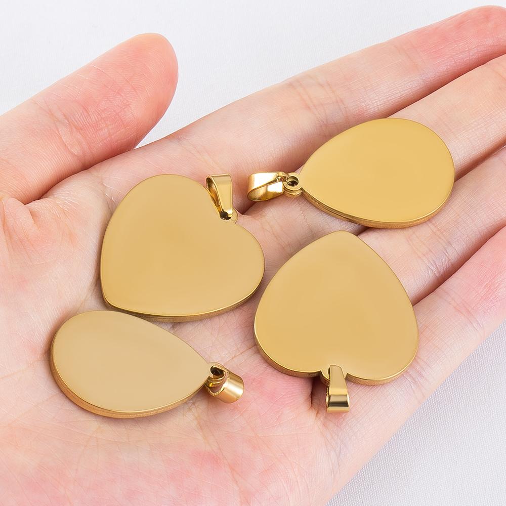 5Pcs 2Pcs Stainless Steel Heart Blank Pendant Trays Bezel Charms Bulk for Homemade Necklaces Jewelry Making DIY Crafts Resin Art