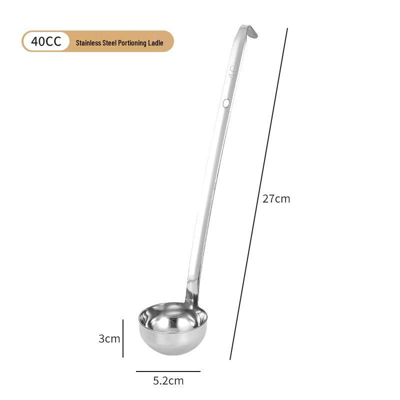 Stainless Steel Deepened Quantitative Spoon - Long Handle, Ounce Measure, Multiple Sizes, Ideal for Soups and Juices.