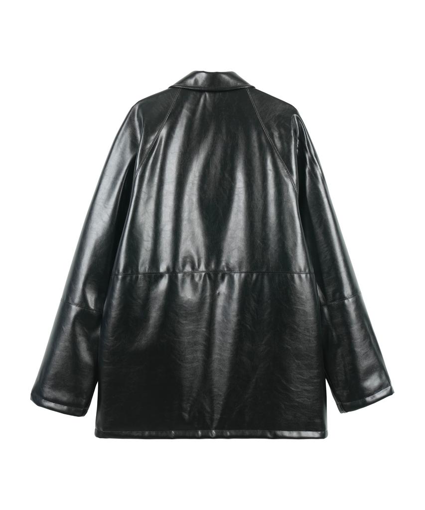 Guvo Faux Leather Raglan Coat