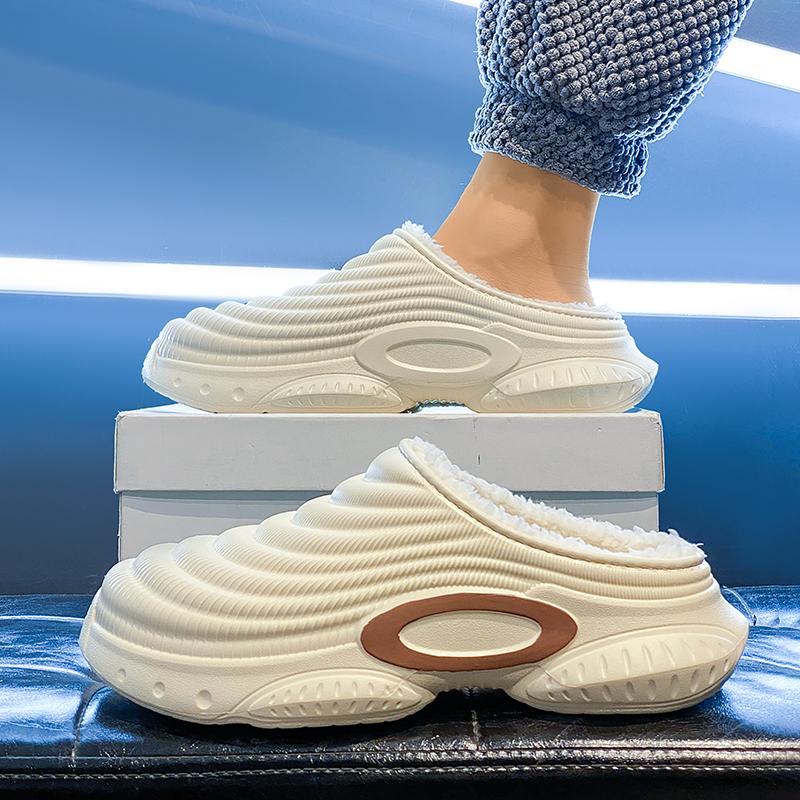 Zapatillas Cálidas de Invierno para Hombre Zapatillas de Algodón Tacones Envolventes Exterior Interior Zapatos Cálidos para Hombre Hogar Dormitorio Zapatillas Cálidas de Felpa 38-45