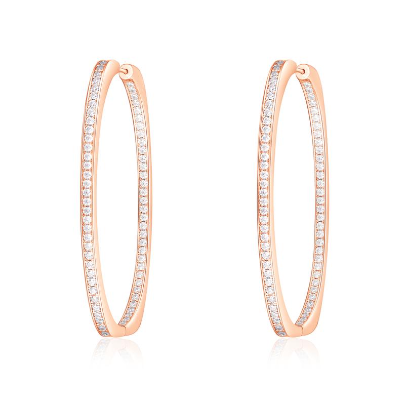 APM Monaco earrings [Romantic Confession] Fashionable temperament, minimalist and cold style, large with pavé crystal diamonds golden endless love