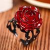 Vintage Gothic Roter Rosenring Verstellbare Hohle Ringe Für Frauen Hexe Pagan Punk Kreativ Halloween Cooles Mädchen Geschenk Party Schmuck