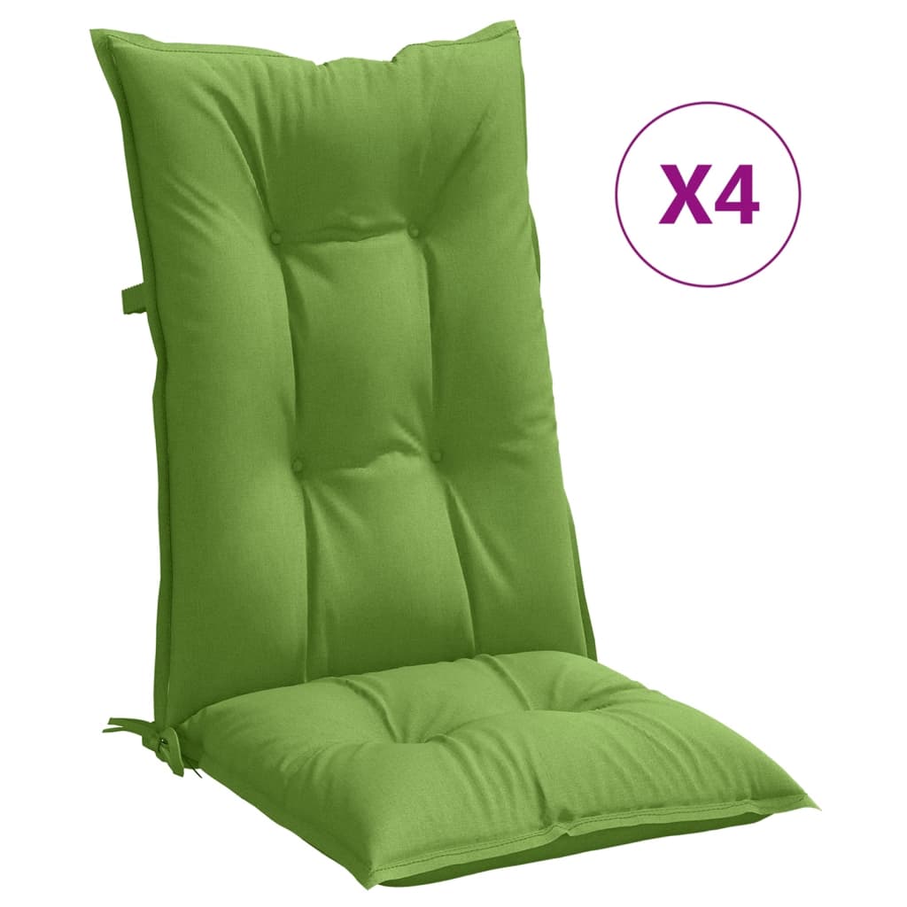 High Back Seat Cushions 4 Pcs Melange Green 120 X 50 X 7 Cm Fabric