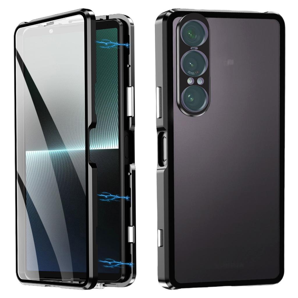 For Sony Xperia 1 VII Case Clear Tempered Glass+Metal+PC Back Magnetic Adsorption Phone Cover