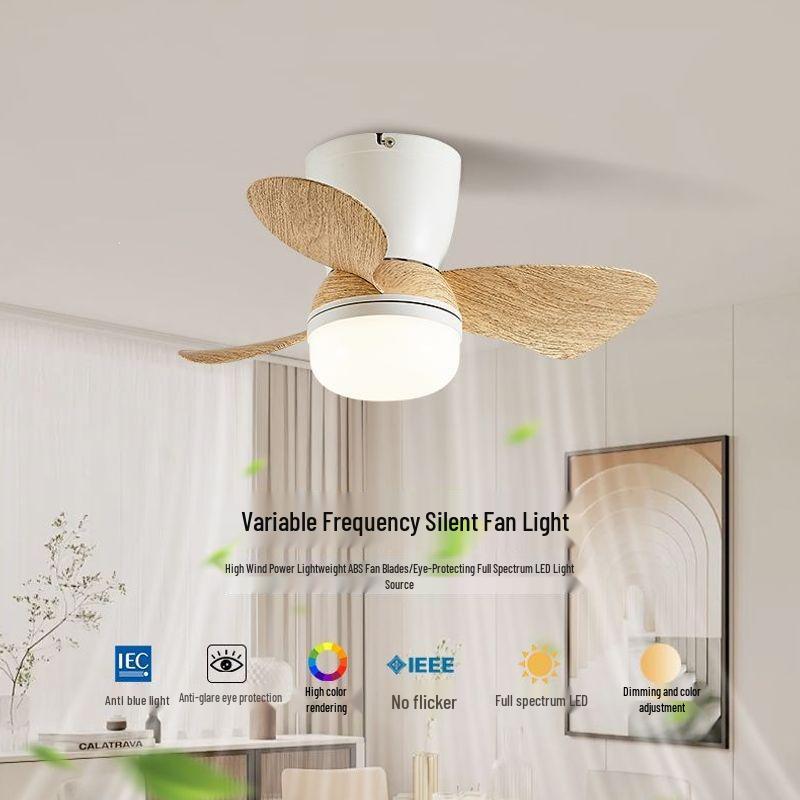 Walnut Chinese Style Ceiling Fan Light – Silent, Full Spectrum for Living Room and Bedroom