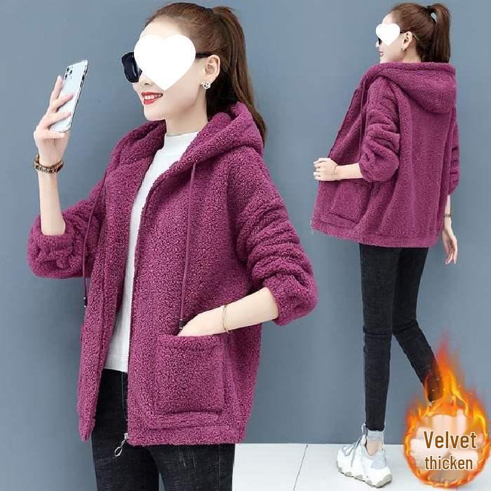 Hanorac Gros din Lână de Miel pentru Femei - Nou 2025 Toamnă/Iarnă Stil Coreean Larg Cardigan cu Fermoar Jachetă Fleece Teddy